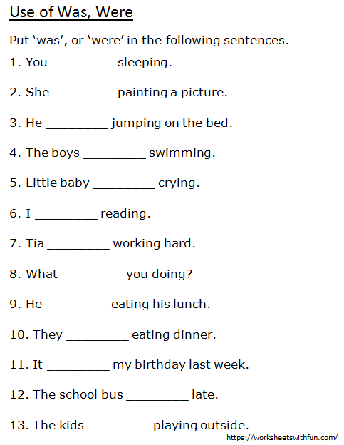 Was Or Were Worksheet 1 Grammar Activity English Class 1 Use Of Was 